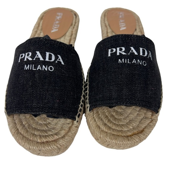 Prada Logo Espadrille Slide Sandals - Picture 2 of 6
